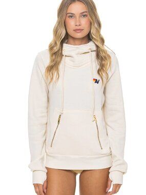 Aviator Nation Ninja Pullover Hoodie - Vintage White - Size Medium